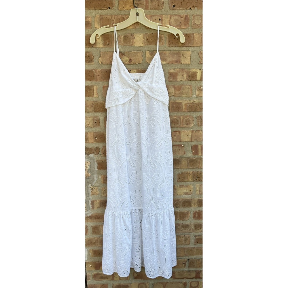 White Cotton Banana Republic Eyelet Tiered Maxi Dress Summer Boho Cottagecore
